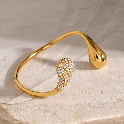 Drop-Shaped Diamond Cuff Bracelet