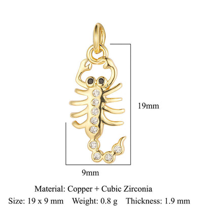 Heart-shaped copper zircon pendant bear snake scorpion