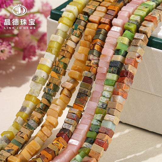 2 * 4Mm natural stone square spacer beads