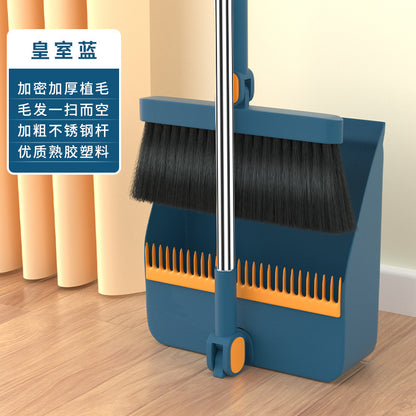 Folding Broom and Dustpan Set, Soft Brush, Hair-Resistant