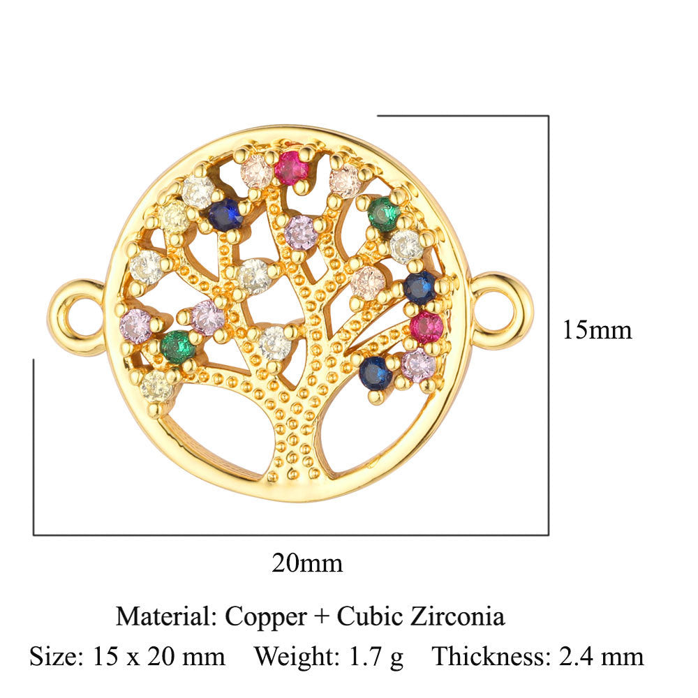 Cactus round zircon double hole copper accessories