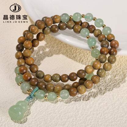 Pulsera de sándalo verde Colgante de calabaza de jade Dongling verde 