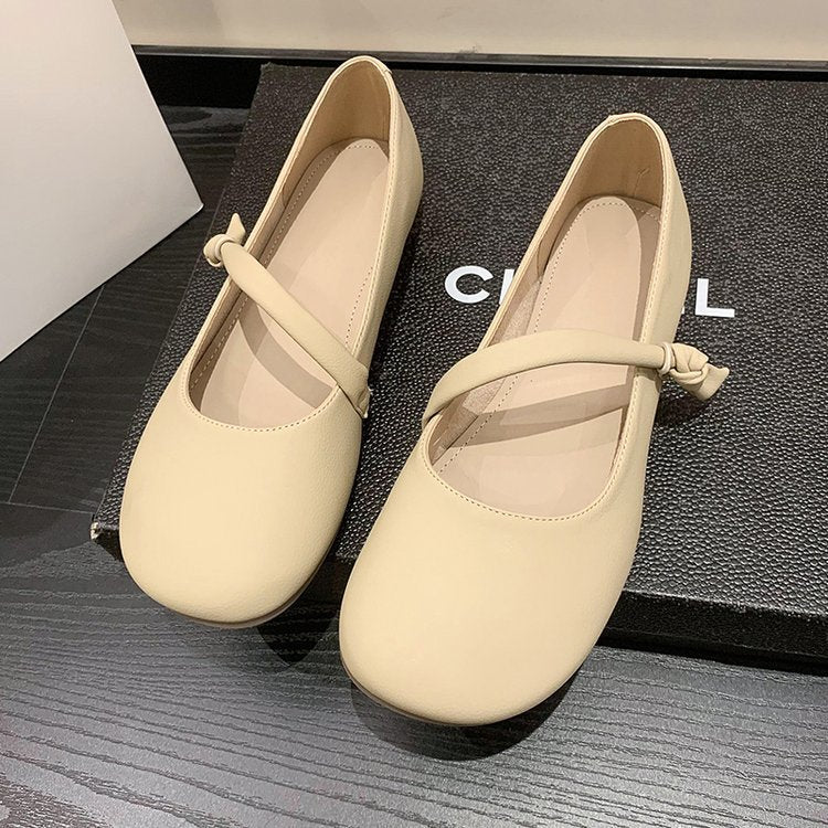 Round head versatile single shoes women