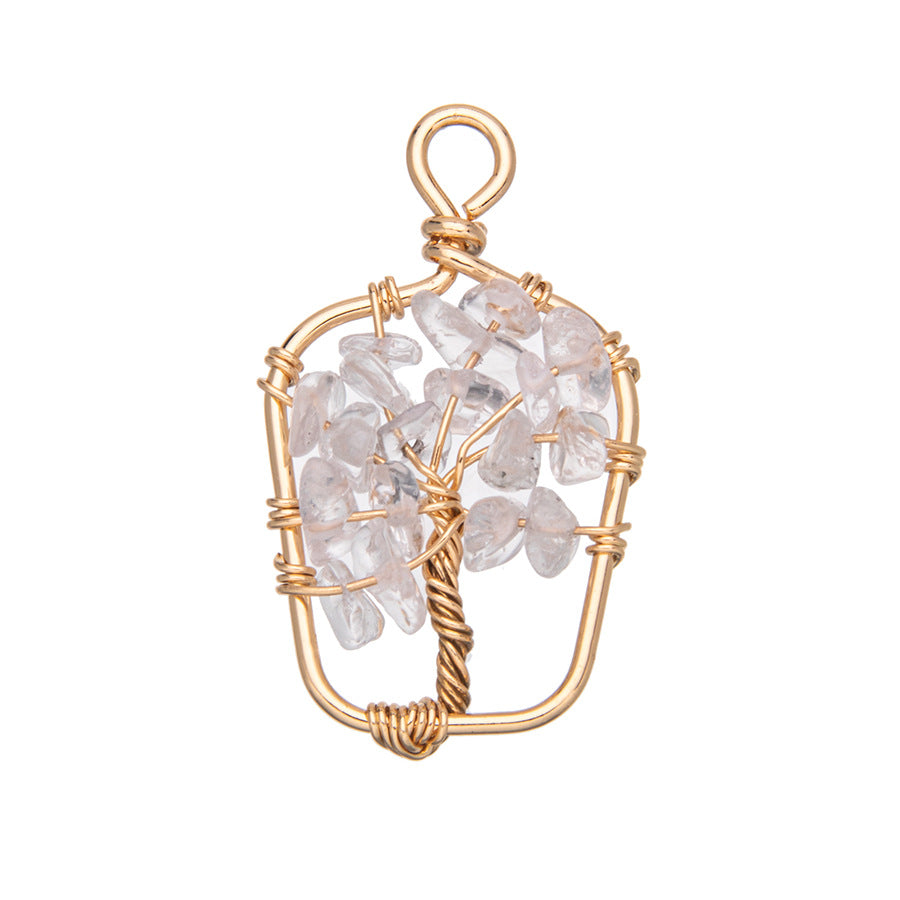 Crystal Tree of Life Gold Plated Diamond Pendant