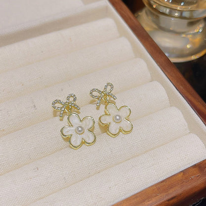 Spring bow flower earrings