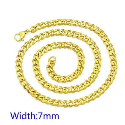 Stainless Steel Hip Hop Cuban Chain Necklace for Men and Women