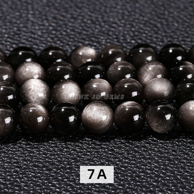 7A natural binocular silver obsidian loose beads