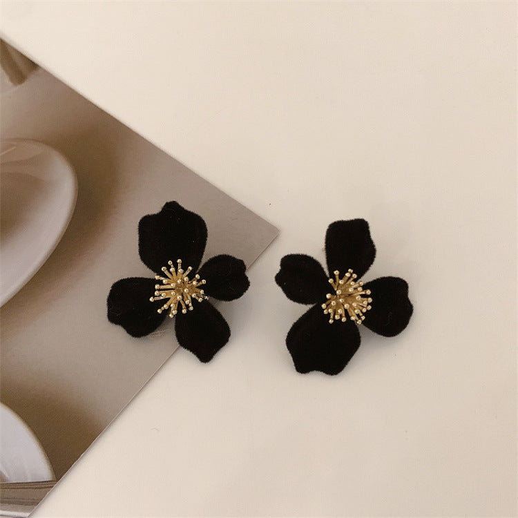 Premium burgundy flower stud earrings