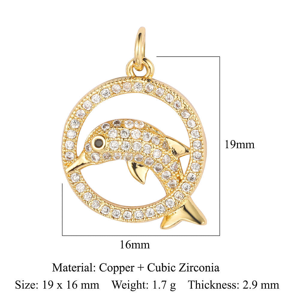 Butterfly Moon Rabbit Copper Zircon DIY Pendant