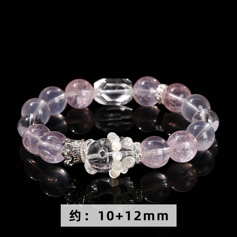 Natural moissanite quartz white crystal mixed bracelet