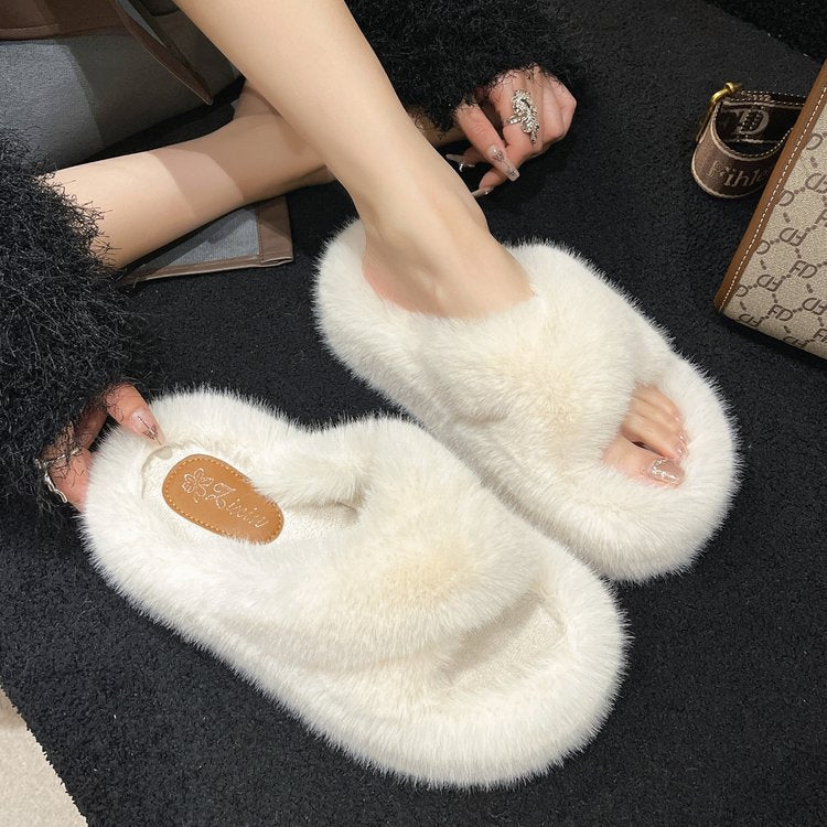 7Cm thick-bottomed fluffy slippers women