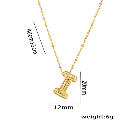 Hip-Hop Ice Sugar Zircon Quartz Letter Pendant American INS Fashion Necklace