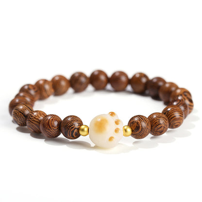 Chicken wing wood round bead charcoal braised Bodhi cat claw bracelet