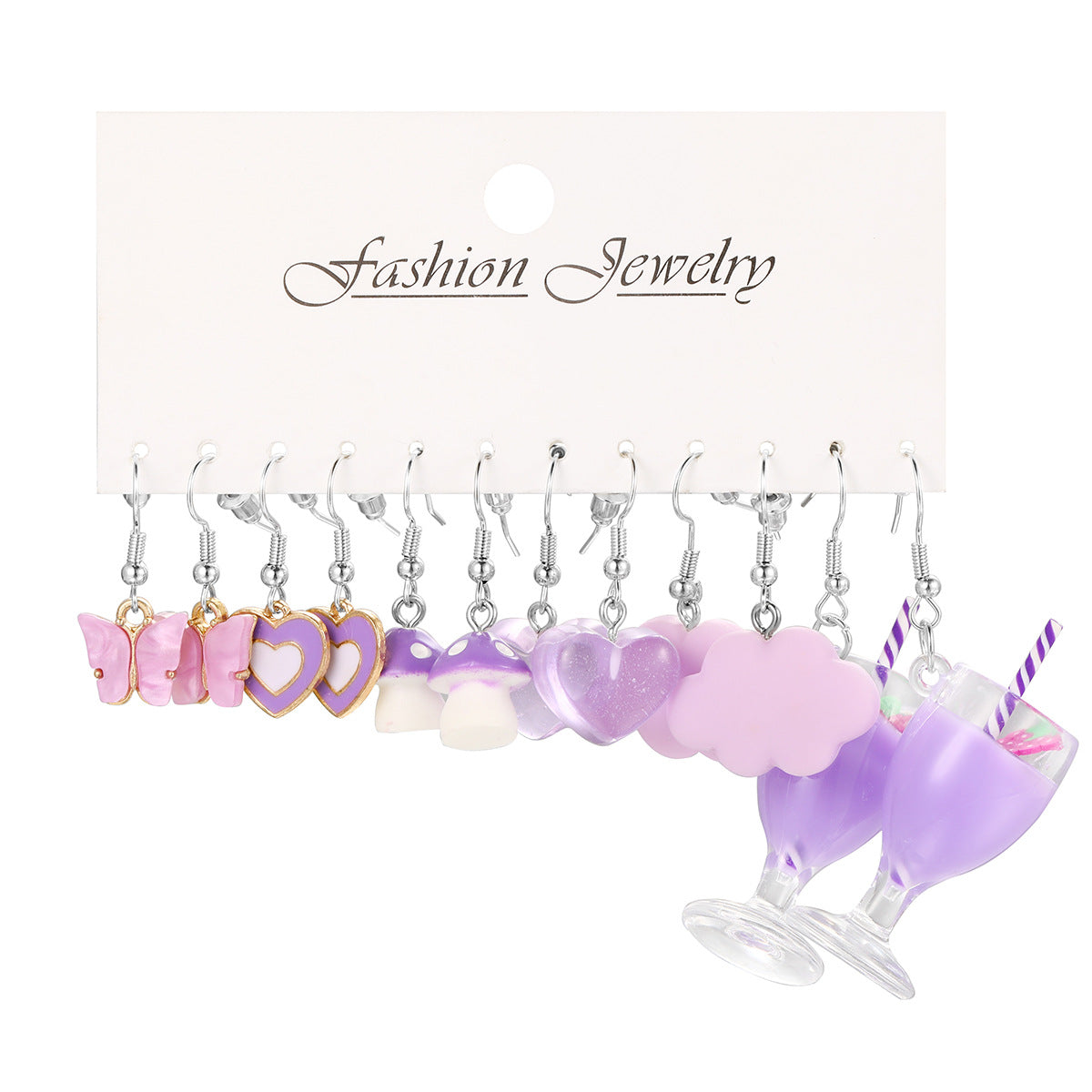 Milk tea butterfly white cloud funny earrings