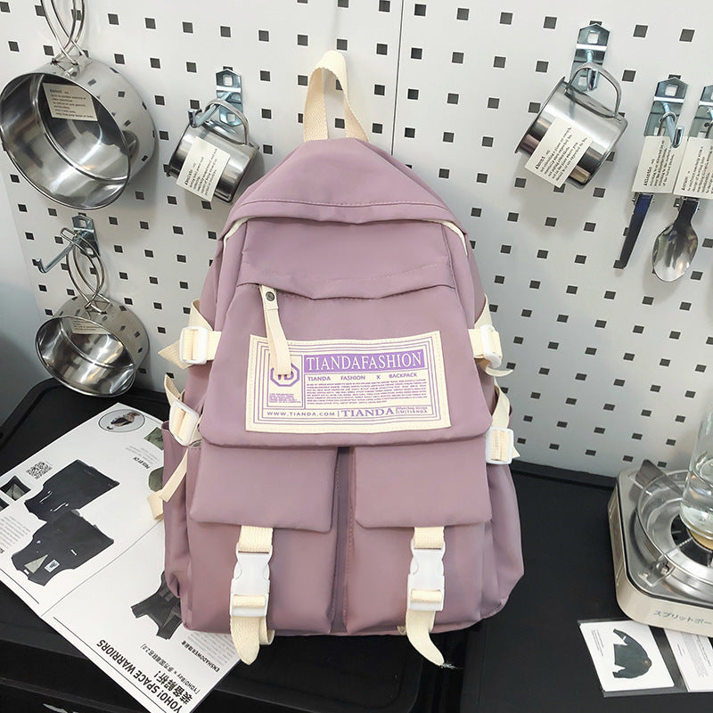 Student schoolbag couple backpack