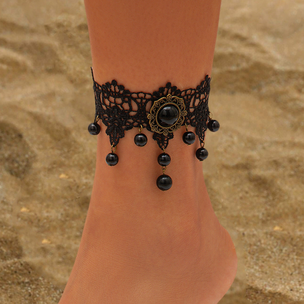 Vampire water drop lace alloy anklet