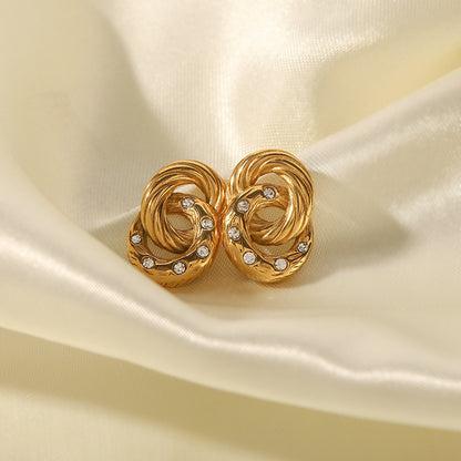 18K Gold Hoop Circle Zirconia Earrings