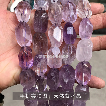 15 * 20Mm crystal rough stone cut face straight hole with shape DIY