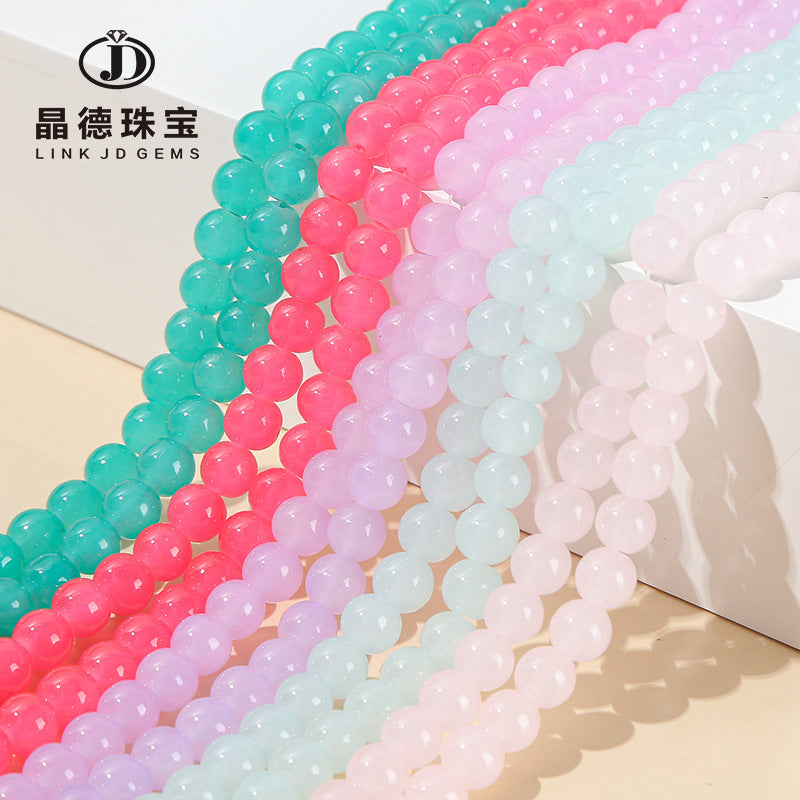 Imitation jade glass round beads loose beads