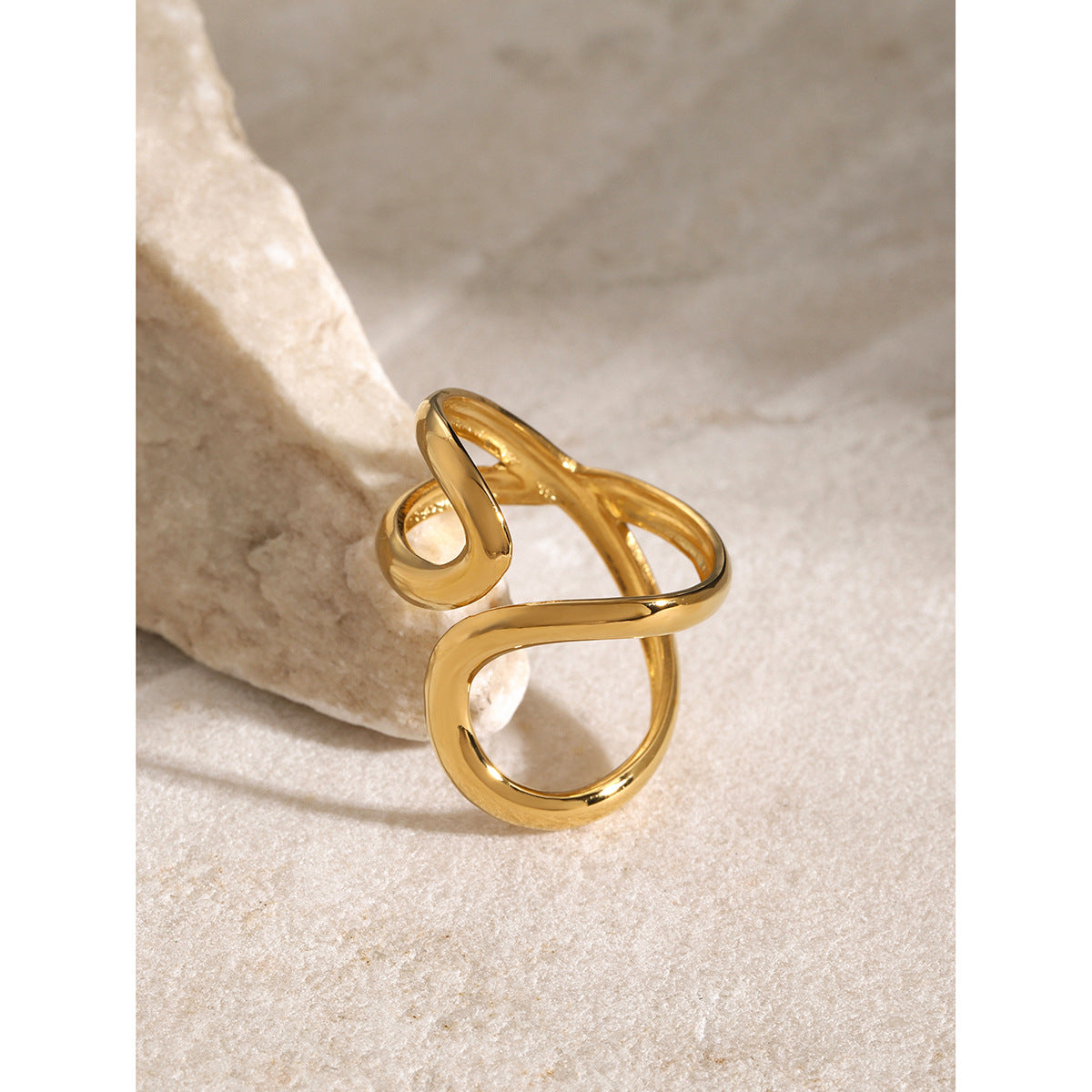 Polished 18k gold stainless steel ring