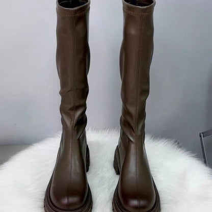 Long thick-soled boots for women