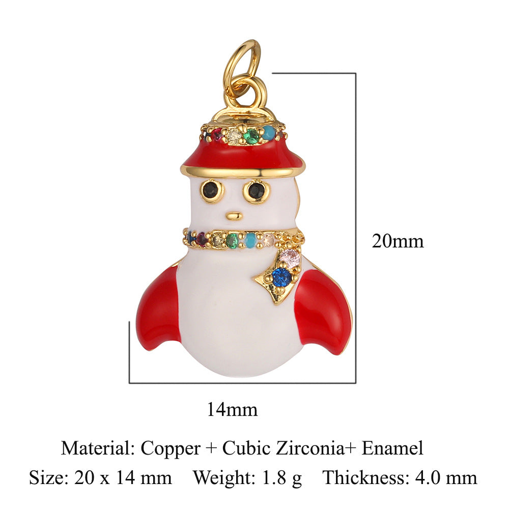 Christmas tree old man copper zircon pendant