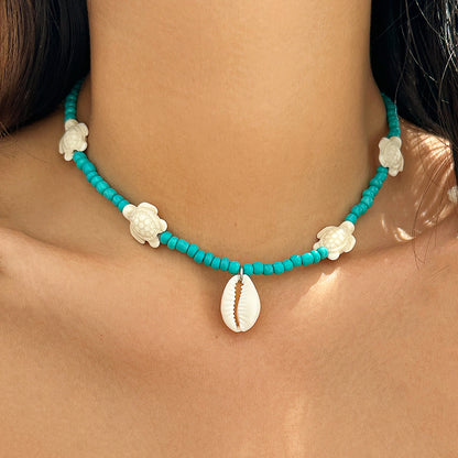 Beaded sea shell versatile necklace