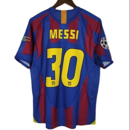 05-06 Barca Home UCL 30 Messi 10 Ronaldinho Jersey