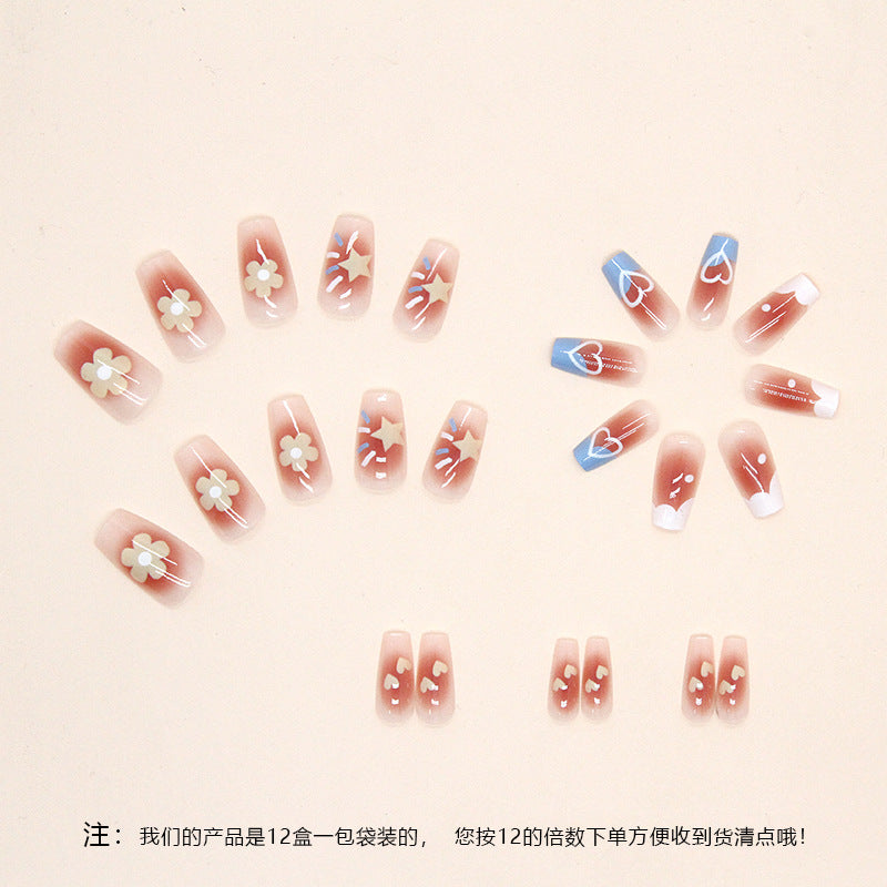 Summer Blush Flower Heart Star Nails