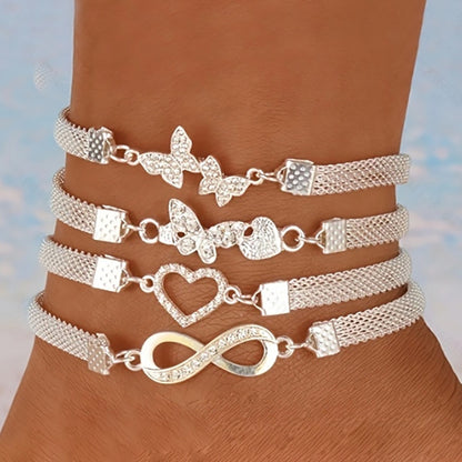 8-shaped anklet butterfly anklet 4-piece set