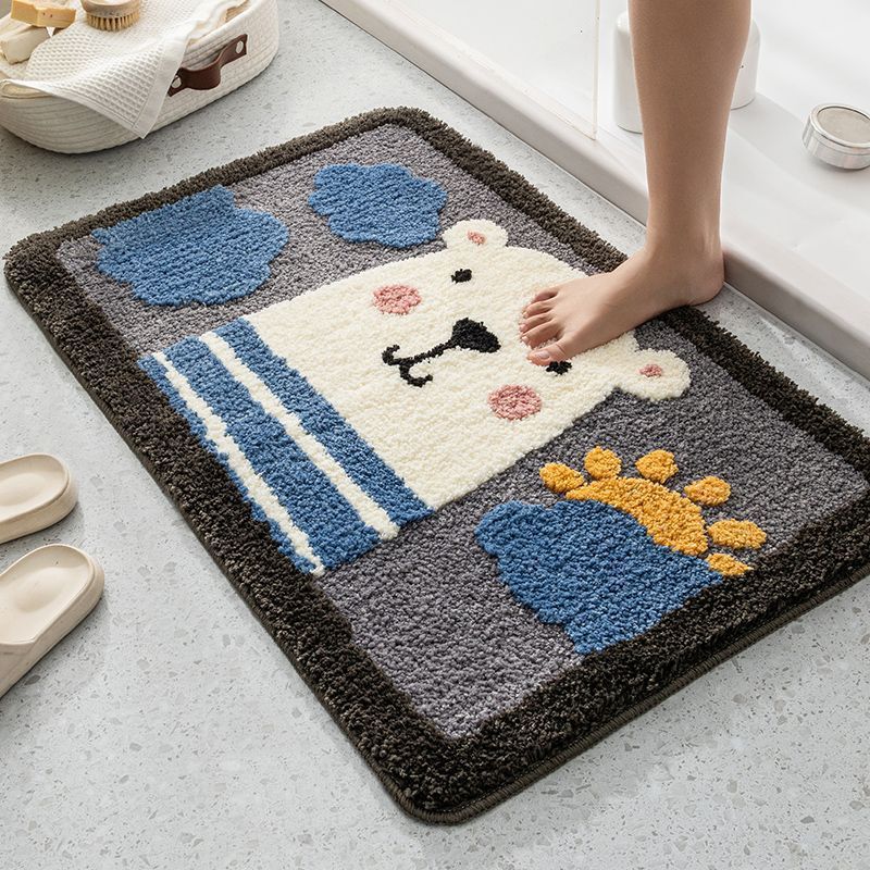 Cartoon Anti-Slip Mat, Absorbent Faux Wool Rug