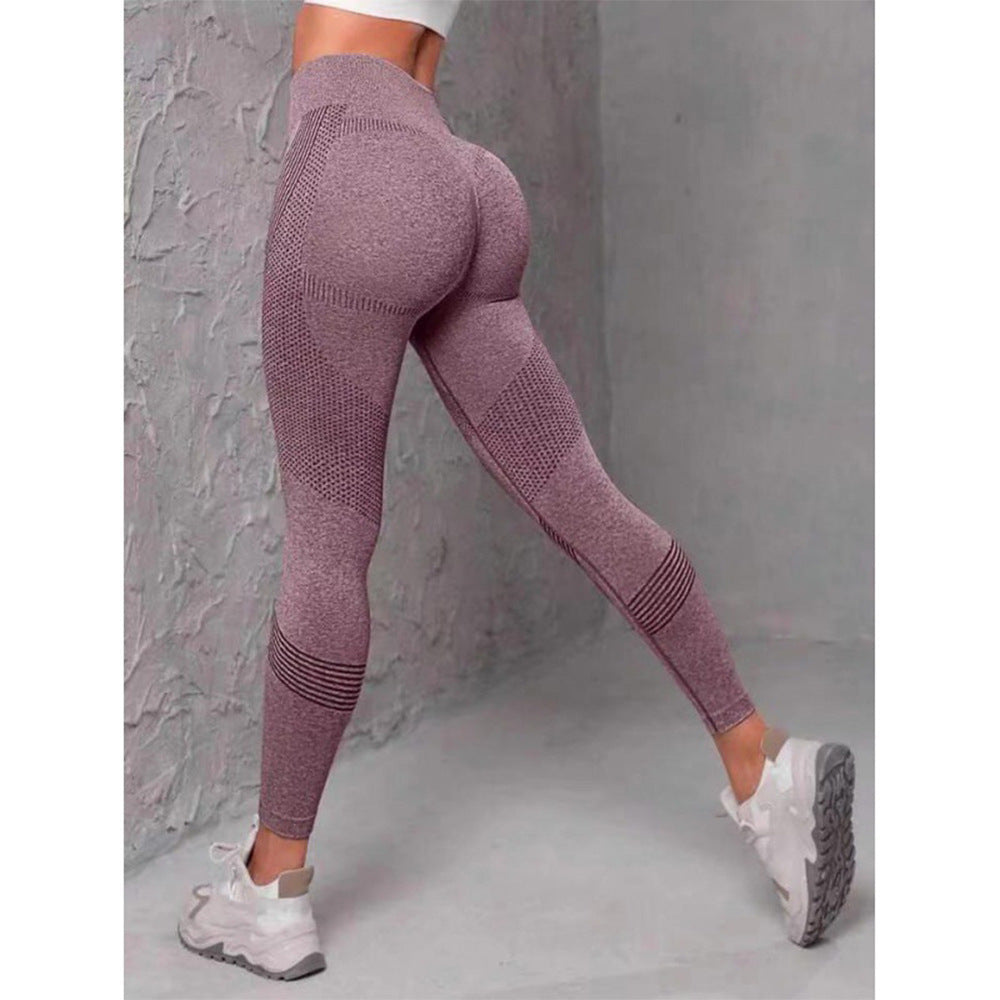 Solid color high waist hip yoga pants for women