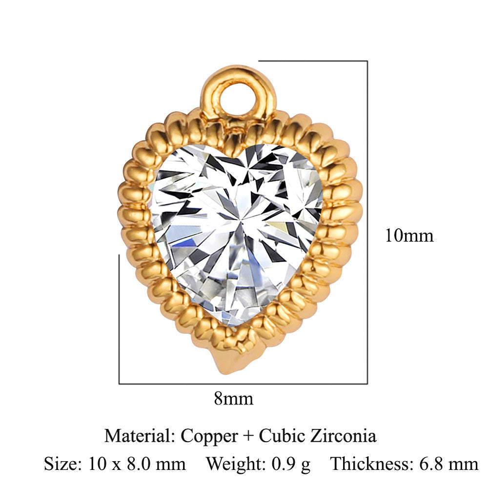 Color zircon peach heart copper zircon pendant.