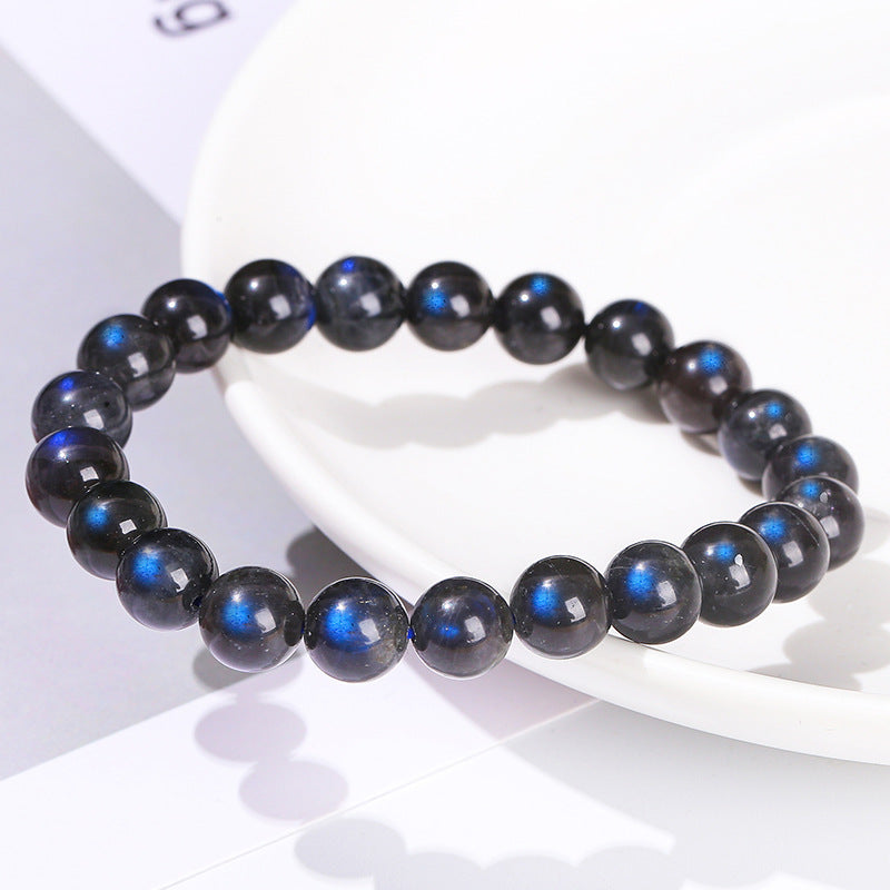 7A natural black body strong blue light elongated stone bracelet