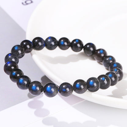 7A natural black body strong blue light elongated stone bracelet