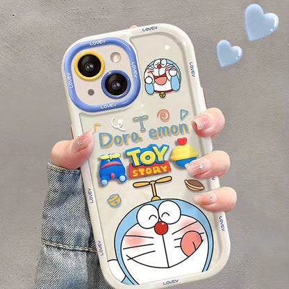 Cream Case iPhone15 Pro X Frog Flower Doraemon Pendant Cover