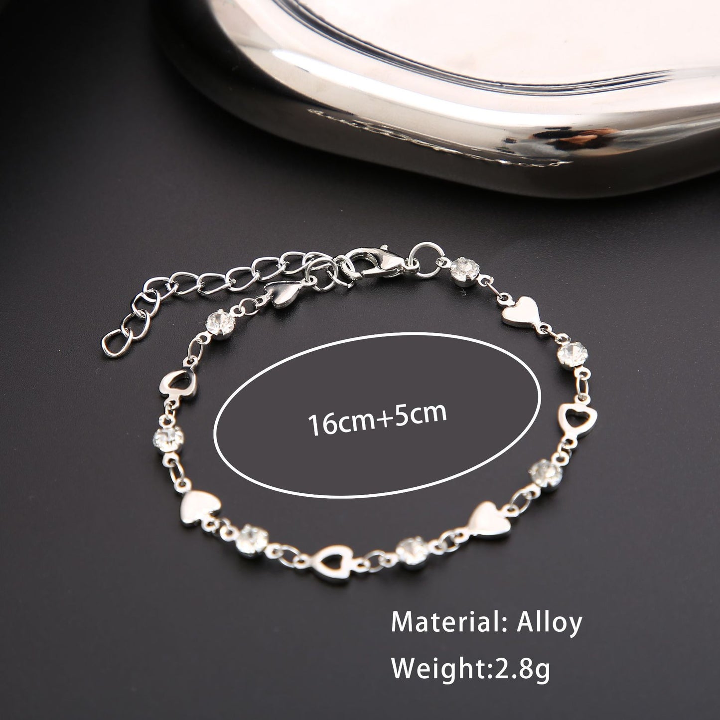 Sweet and Cool Love Heart Zircon Bracelet