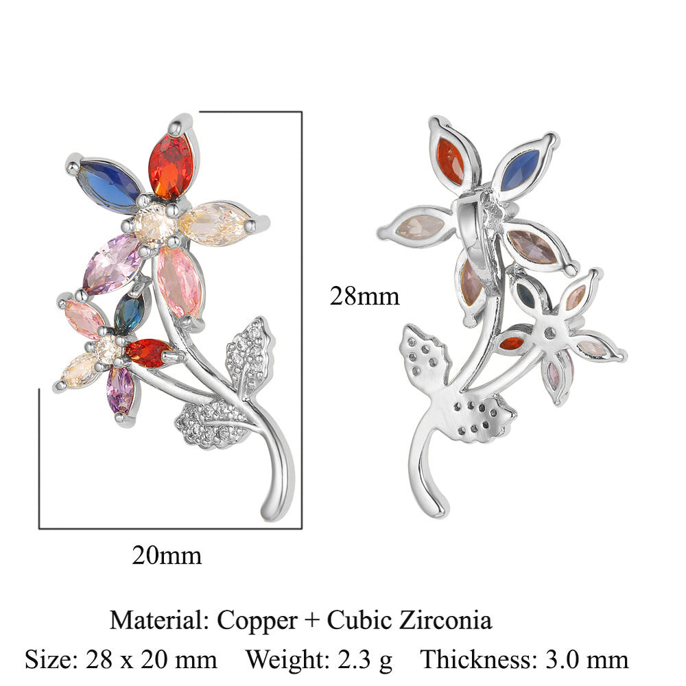 Heart-shaped colored zirconium copper micro-inlaid necklace pendant