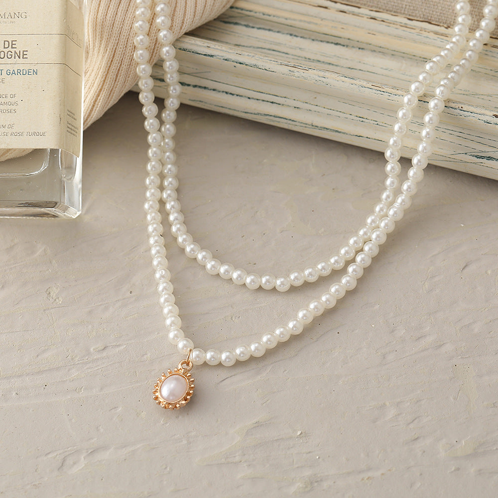 Temperament double layer pearl necklace wholesale