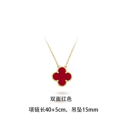 High-Quality Double-Sided Clover Necklace, Titanium Steel