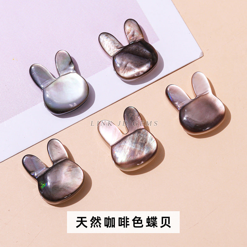 10/12Mm natural white butterfly shell rabbit head accessories