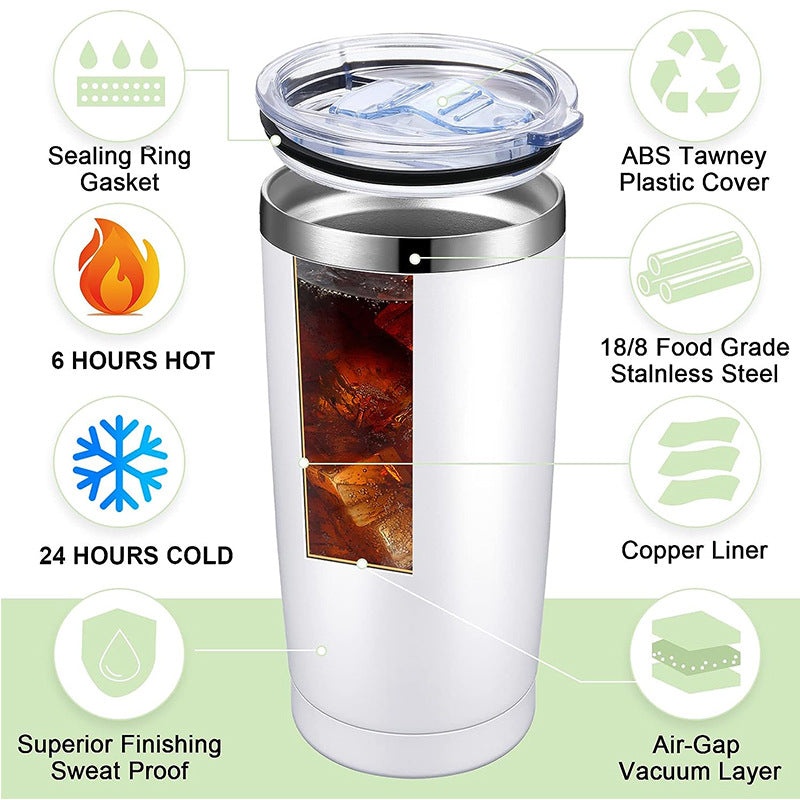 304 double-layer stainless steel thermos cup printed logo