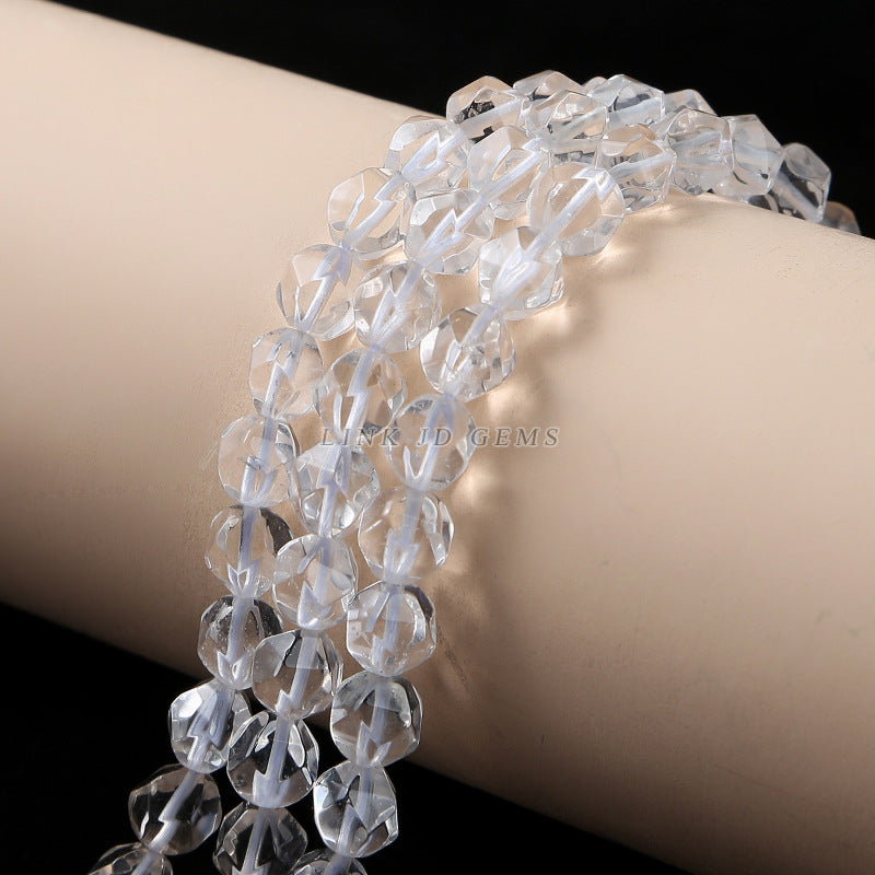 6/8Mm natural white crystal faceted rhombus beads