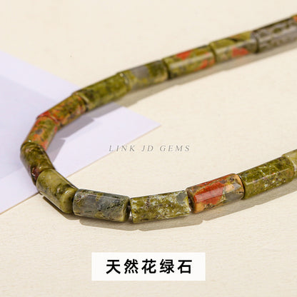 4 * 9 natural jade powder crystal round tube loose beads