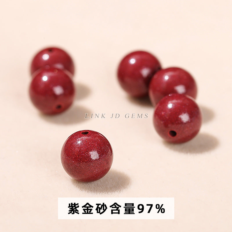 6-12Mm raw ore cinnabar round beads loose beads