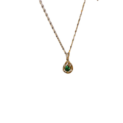 Emerald zircon titanium steel necklace