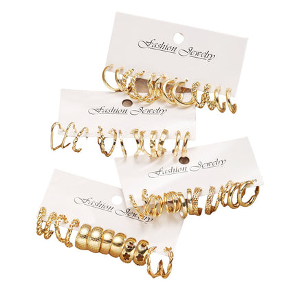 Three-tube wave twist earrings 24-piece set