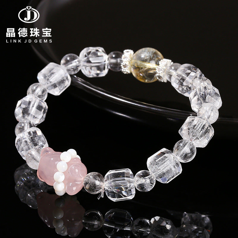 Pulsera de terrón de azúcar de cristal blanco natural. 