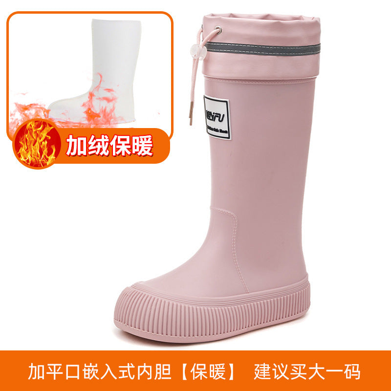 Tall rain shoes women's waterproof mouth with cotton