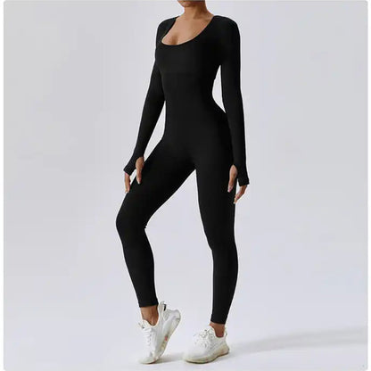 One-piece fitness suit, hip lift and thin fitness long-sleeved one-piece yoga suit